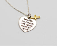 042 Set Necklace Emotional Heart with words (Chain Included)