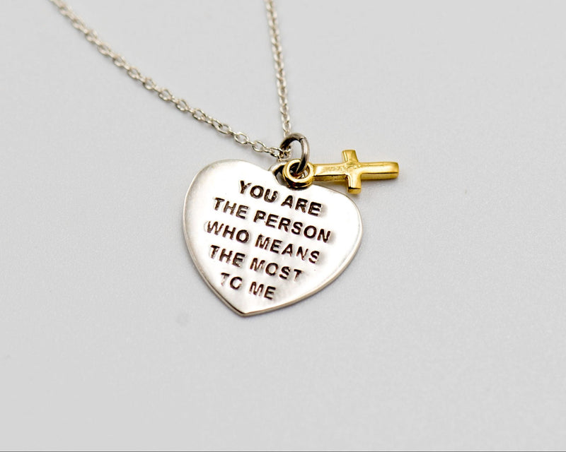 042 Set Necklace Emotional Heart with words (Chain Included)