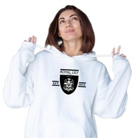 H006 Hoodies Classic (White) Blk Logo Flower White