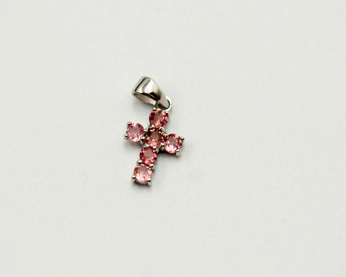 090 Pendant July Birthstone Cross Ruby Red