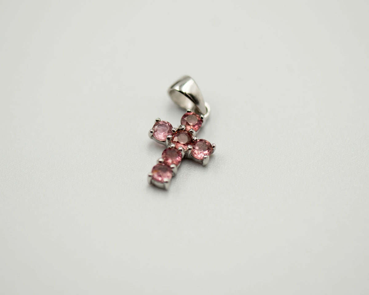 090 Pendant July Birthstone Cross Ruby Red