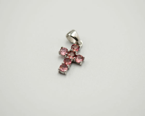 090 Pendant July Birthstone Cross Ruby Red