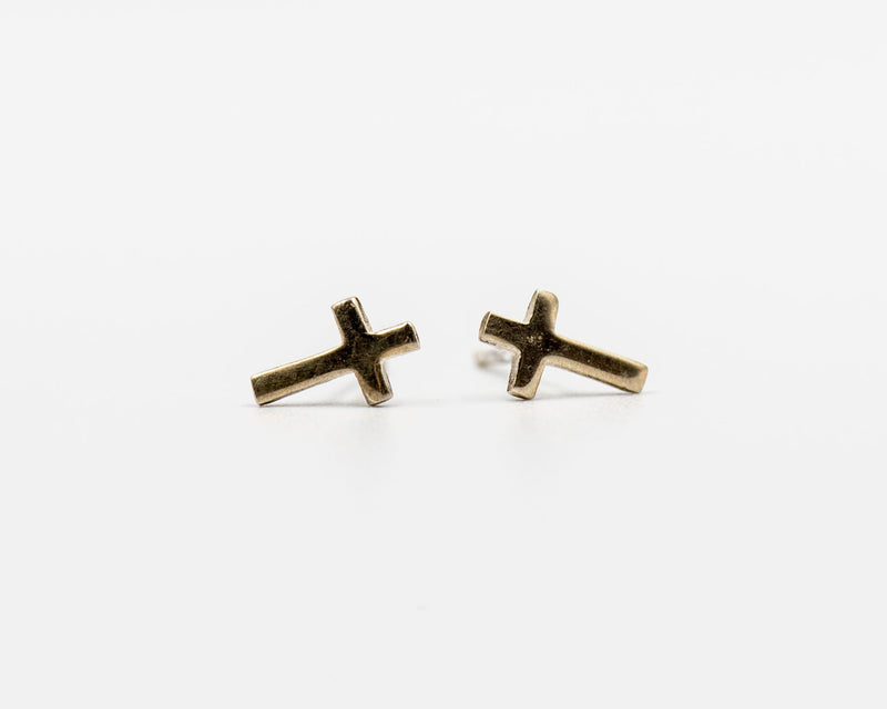 038 Earrings Silver Cross Set